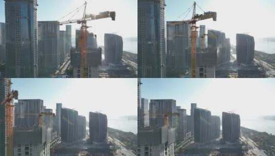 摩天大楼建造建筑工地航拍高清在线视频素材下载