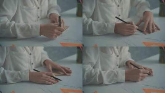 医生写在她的剪贴板上的白色背景高清在线视频素材下载