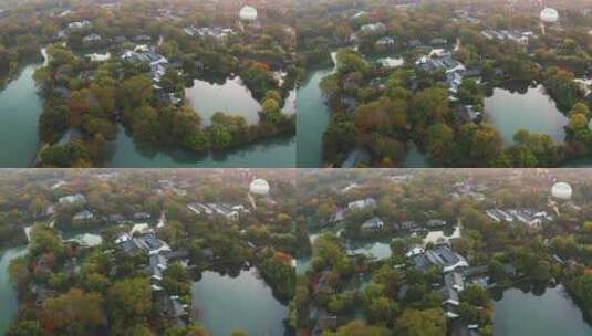 杭州西溪湿地公园深秋晨曦航拍高清在线视频素材下载