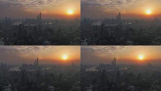 上海陆家嘴日出上海地标宣传片城市风光航拍高清在线视频素材下载