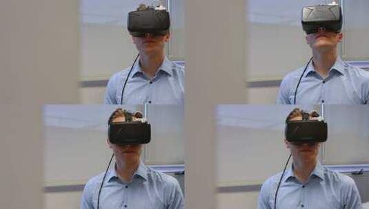 男人正在使用虚拟现实眼镜高清在线视频素材下载