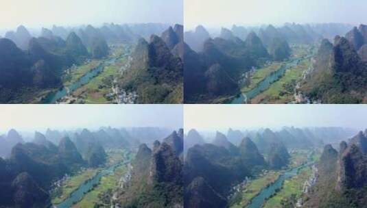 航拍桂林漓江自然风光高清在线视频素材下载