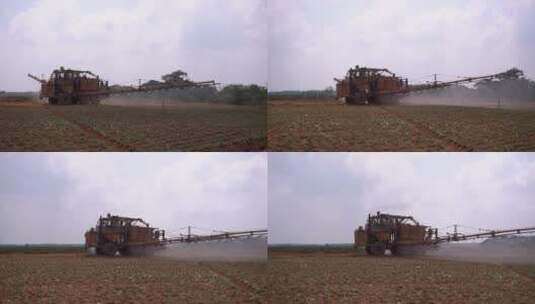 田间机械喷洒农药高清在线视频素材下载