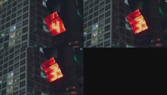 城市十字路口夜晚的红绿灯高清在线视频素材下载