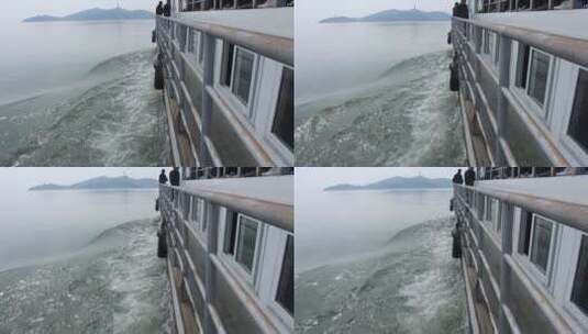 行驶中的船边的水高清在线视频素材下载