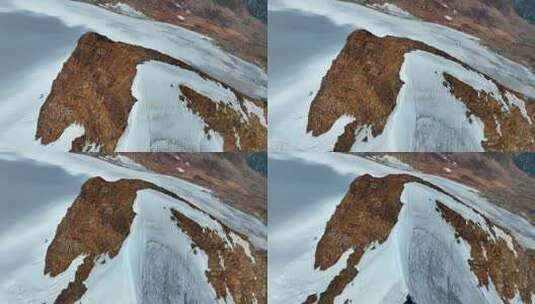 航拍登顶沙鲁里山脉尼登贡嘎雪山的登山者高清在线视频素材下载