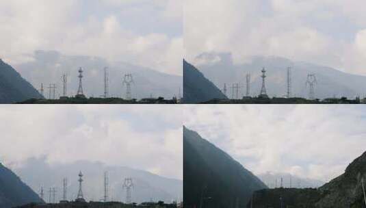 电厂，变电站，山，云，延时4K高清在线视频素材下载