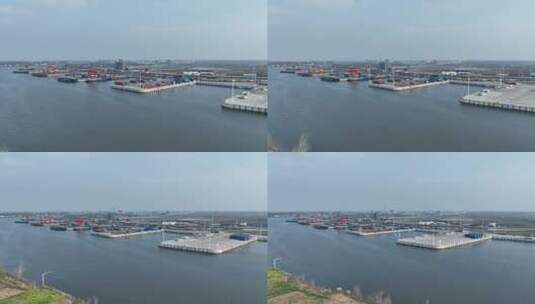 码头 运输 海港  货物 物流 内陆港 货船高清在线视频素材下载