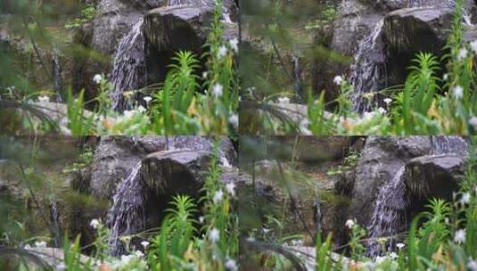 小溪流水小瀑布水资源山涧水源高清在线视频素材下载