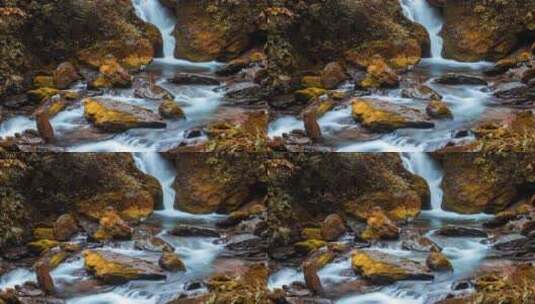 秋季溪流慢门延时摄影高清在线视频素材下载