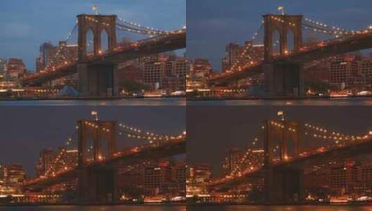 纽约市布鲁克林大桥日落高清在线视频素材下载