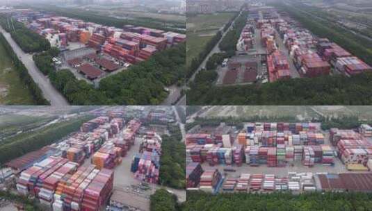 港口集装箱堆场航拍4k视频高清在线视频素材下载