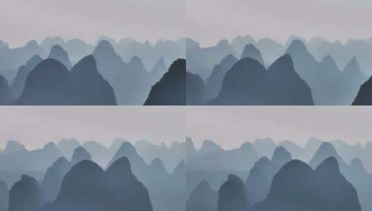 桂林山水水墨鸟瞰图高清在线视频素材下载