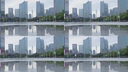 2023雨后广州珠江新城建筑群延时高清在线视频素材下载