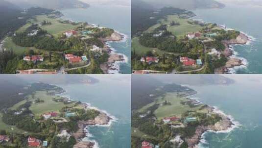 航拍下的海岛小镇高清在线视频素材下载