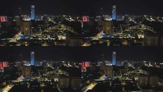 江苏徐州城市夜景灯光城市夜景航拍高清在线视频素材下载