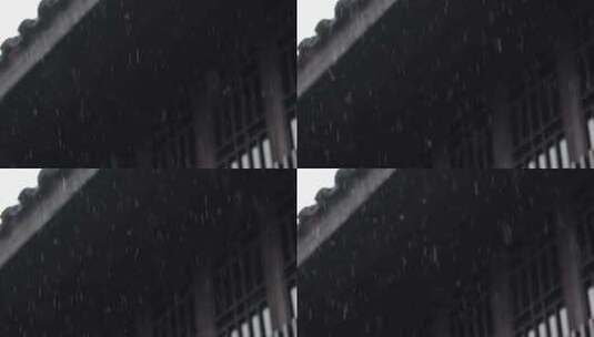 江南古建筑古街雨季雨丝雨滴升格空镜高清在线视频素材下载