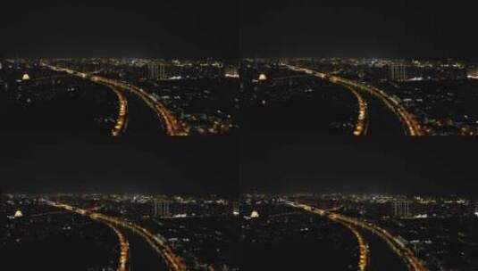 江苏无锡城市夜景灯光航拍高清在线视频素材下载