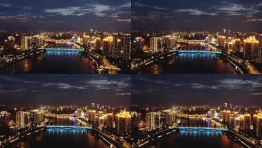 福建福州城市夜景灯光航拍移动延时高清在线视频素材下载