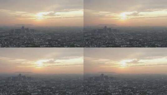 江苏苏州城市日落晚霞夕阳航拍高清在线视频素材下载