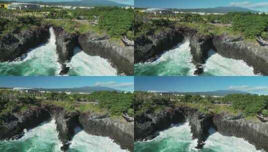 大气震撼 汹涌海浪 礁石 碧海蓝天 海岸线高清在线视频素材下载