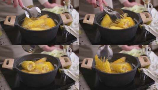 煮新鲜玉米高清在线视频素材下载