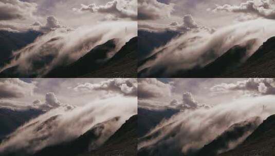 4K-瑞士山脉上流动的云雾高清在线视频素材下载