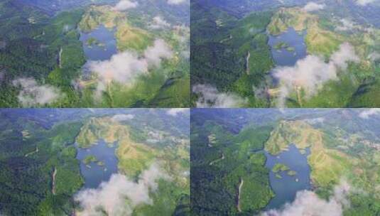 航拍云雾山河绿水青山自然风景高清在线视频素材下载