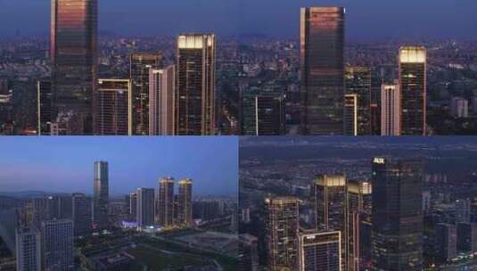 杭州未来科技城质感夜景航拍合集高清在线视频素材下载