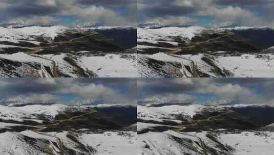 航拍西藏林芝色季拉山垭口雪山风光高清在线视频素材下载