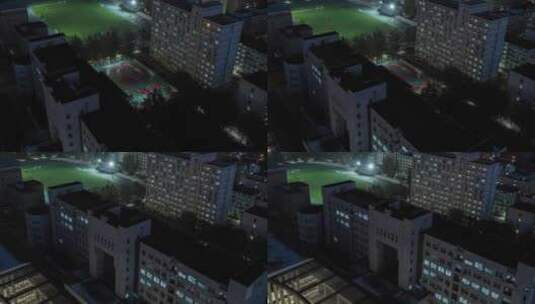 【高清6K】建筑内透夜景航拍高清在线视频素材下载