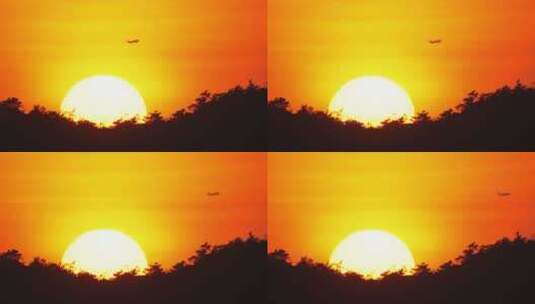 太阳和起飞的飞机高清在线视频素材下载