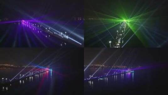 青岛栈桥激光秀航拍灯光秀高清在线视频素材下载