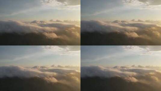 夕阳中的云海航拍高清在线视频素材下载