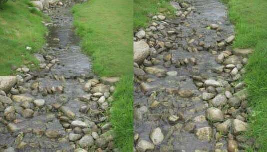 溪水花园岩石石头草地草甸高清在线视频素材下载