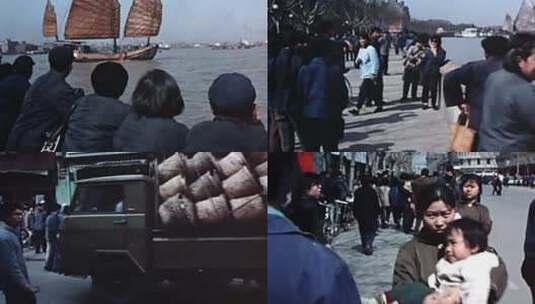 1976年上海街头街景糕点小吃面包油条高清在线视频素材下载