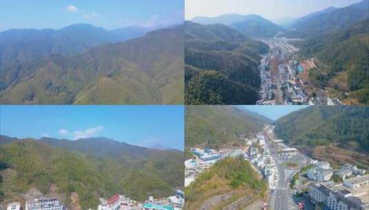 安徽省黄山风景区汤口镇大山航拍延时摄影风高清在线视频素材下载