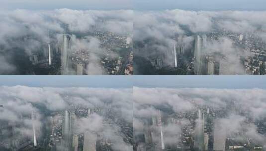 雨后云海城市风光风景航拍环绕镜头东北沈阳高清在线视频素材下载