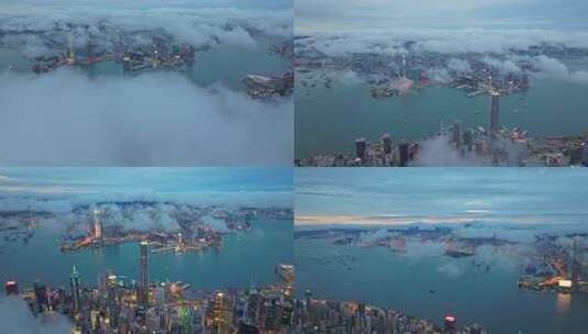 香港中环维多利亚港夜景高清在线视频素材下载