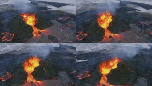 火山喷发航拍高清在线视频素材下载