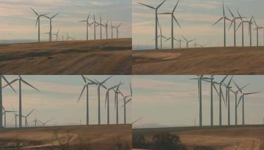 农田里转动的风力涡轮机高清在线视频素材下载