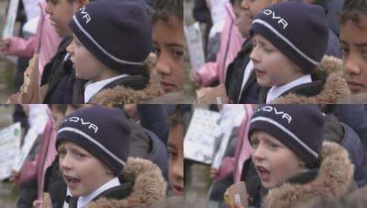 抗议游行的小孩高清在线视频素材下载