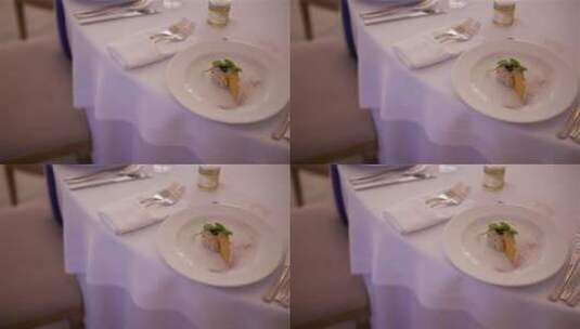 豪华婚礼晚宴的装饰餐桌高清在线视频素材下载