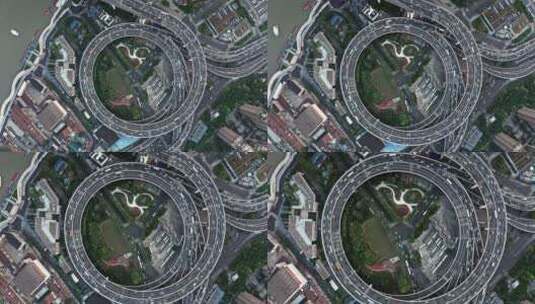 4K无人机拍摄上海南浦大桥全景交通车流高清在线视频素材下载