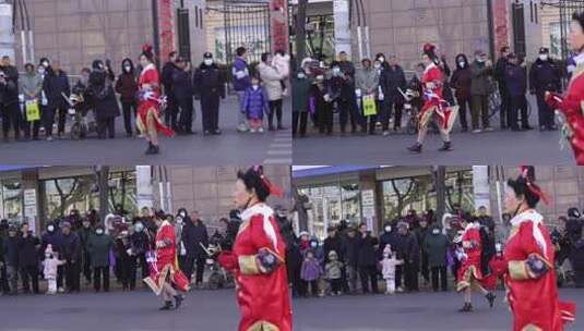 户外街头的民俗表演活动高清在线视频素材下载