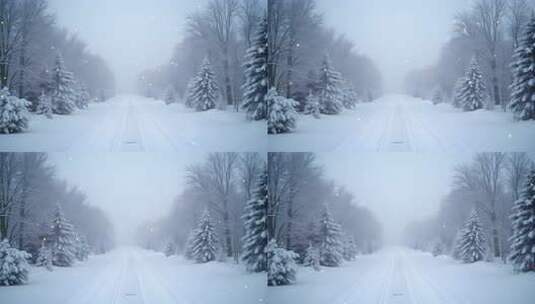 冬日唯美雪景4k舞台粒子活动背景高清在线视频素材下载