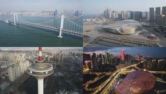 辽宁沈阳大连丹东城市旅游风光航拍合集高清在线视频素材下载