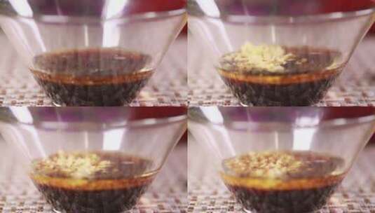 玻璃碗调配料汁姜醋汁蒜汁高清在线视频素材下载