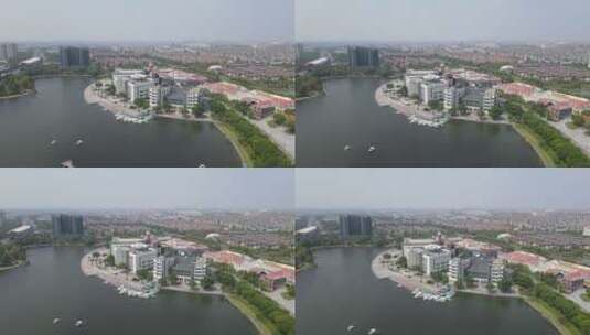 上海宝山区美兰湖4K航拍原素材高清在线视频素材下载