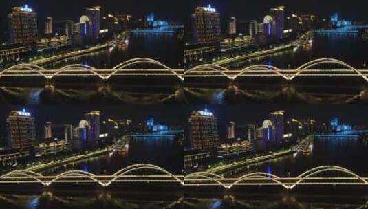 福州 解放 大桥 夜景 航拍高清在线视频素材下载
